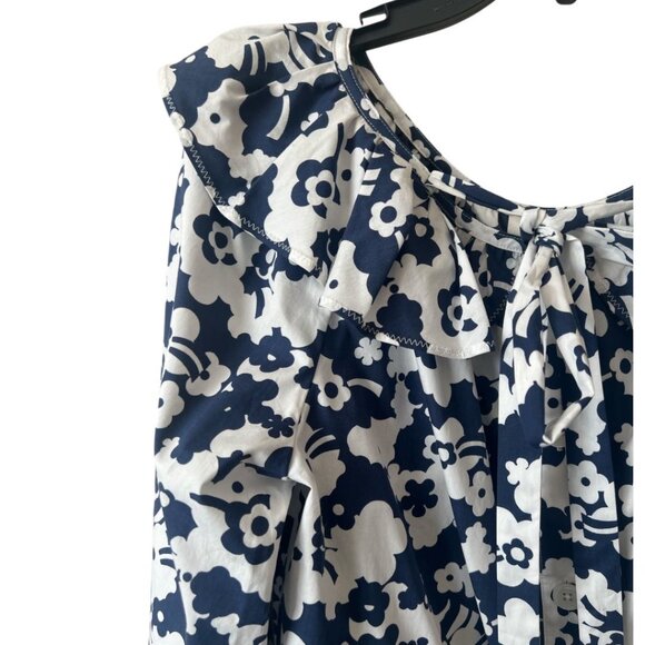 NWT Marc Jacobs Navy & White Floral Button Front Ruffled Collar Shirt Size 6 - Picture 6 of 10